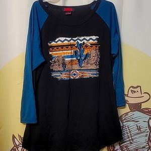Western graphic 3/4 sleeve t-shirt